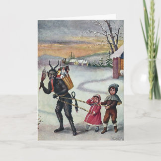 Vintage Victorian Krampus Christmas Card