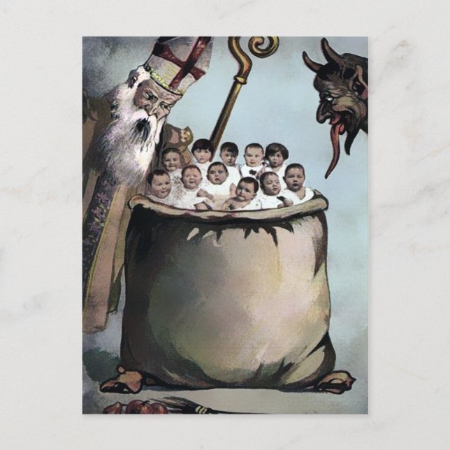 Vintage Victorian Krampus Christmas Postcard (Front)