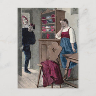 Vintage Victorian Krampus Visits Postcard