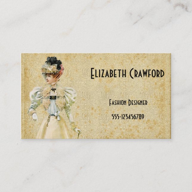 Vintage Victorian Ladies Fashion Business Card (Front)