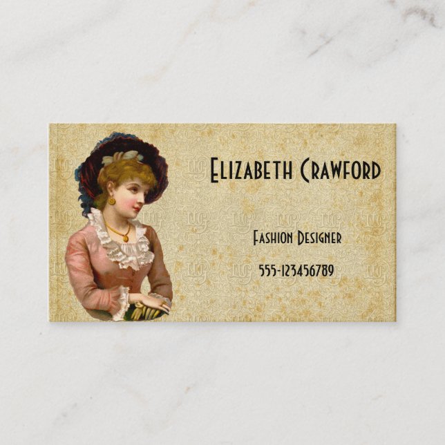 Vintage Victorian Ladies Fashion Business Card (Front)