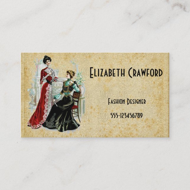 Vintage Victorian Ladies Fashion Business Card (Front)