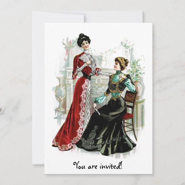 Vintage Victorian Ladies Fashion Invitation (Front)