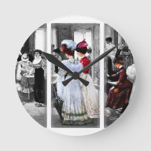 vintage victorian ladies round clock