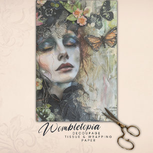 Vintage Victorian Lady and Butterfly Ephemera Tissue Paper