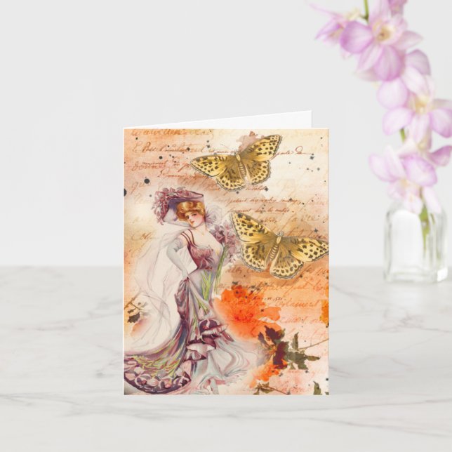 Vintage Victorian Lady Birthday Card (Orchid)