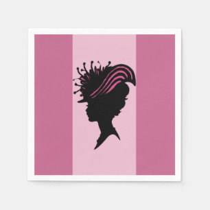 Vintage Victorian Lady Black Silhouette Fancy Hat Napkin