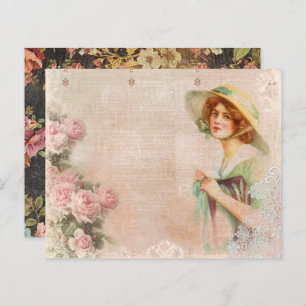 Vintage Victorian Lady Decoupage Scrapbook Paper