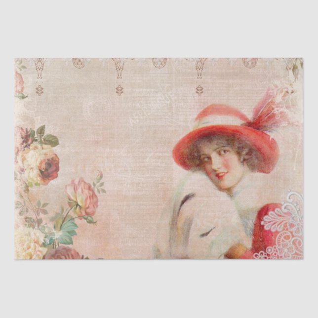 Vintage Victorian Lady Decoupage Tissue Paper (Front)