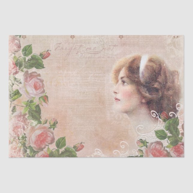 Vintage Victorian Lady Decoupage Tissue Paper (Front)
