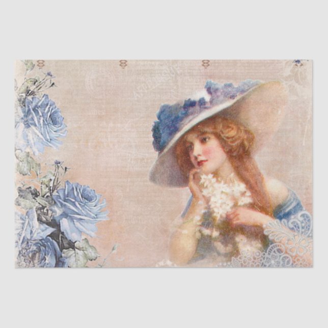 Vintage Victorian Lady Decoupage Tissue Paper  (Front)
