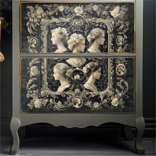 Vintage Victorian Lady Elegant Cameos Decoupage Tissue Paper