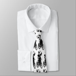 Vintage Victorian Lady on Bicycle Illustration Tie