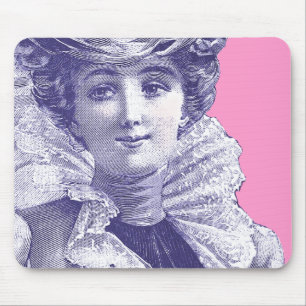 Vintage Victorian Lady Pink & Purple Mousepad