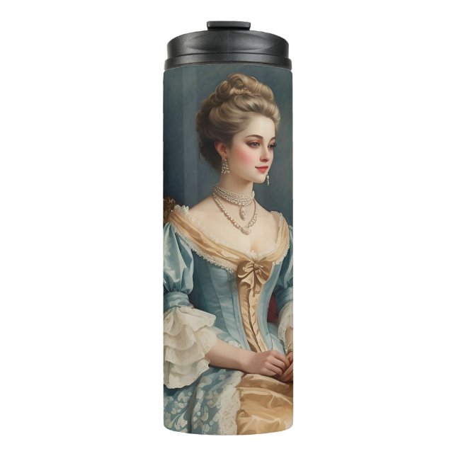 Vintage Victorian Lady Portrait Travel Tumbler (Front)