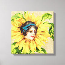 Vintage Victorian Lady Summer Sunflower With Name