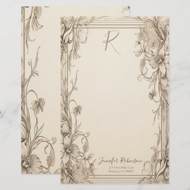 Vintage Victorian Look Stationery (Front/Back)