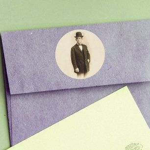 Vintage Victorian Man Suit Derby Hat Father Classic Round Sticker