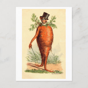 Vintage Victorian Man with Carrot Body Postcard