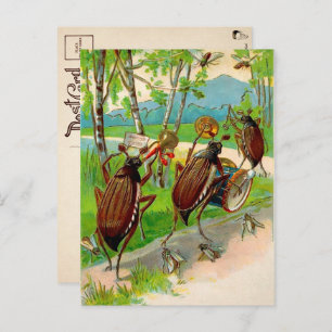 Vintage Victorian Marching Bugs Postcard