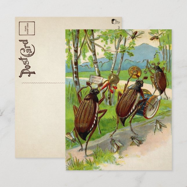 Vintage Victorian Marching Bugs Postcard (Front/Back)