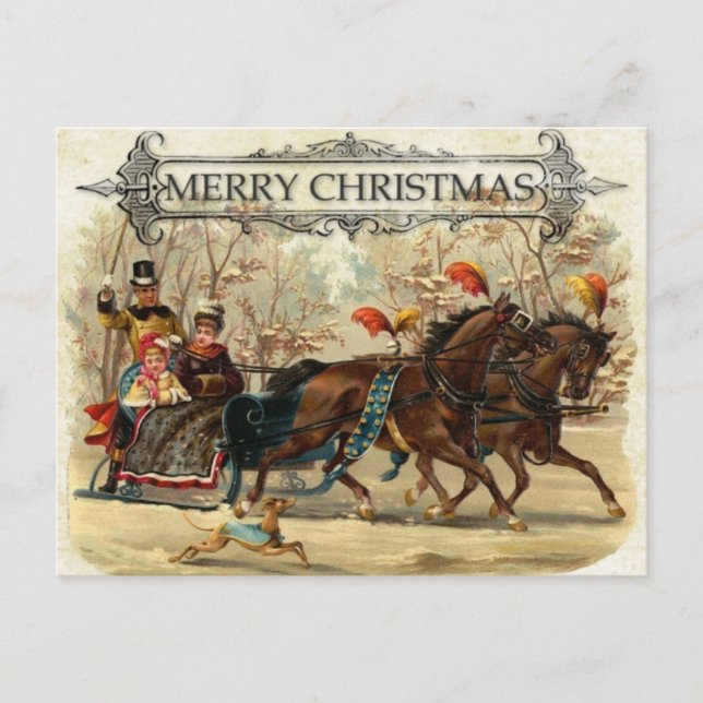 Vintage Victorian Merry Christmas  Holiday Postcard (Front)