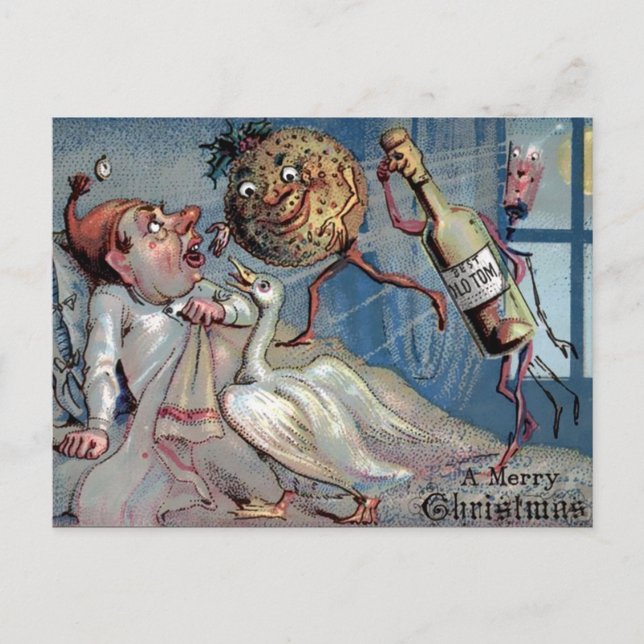 Vintage Victorian Merry Christmas Postcard (Front)