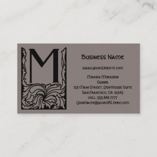 Vintage Victorian Monogram Art Deco Letter M Business Card