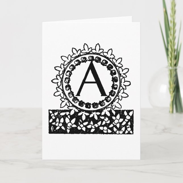 Vintage Victorian Monogram Letter A Note Card (Front)