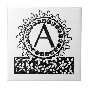 Vintage Victorian Monogram Letter A Tile