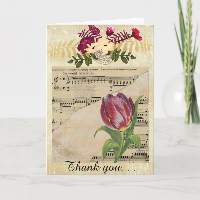 Vintage Victorian Music Romance Tulip GreetingCard Card (Front)