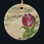 Vintage Victorian Music Romance Tulips Ceramic Tree Decoration<br><div class="desc">Personalize this Vintage Victorian Christmas ornament with a name, date, or message. There is room on the front for a name and date, and the back is black so you can add your own image and text. Great for weddings, Mother's Day, birthdays, Christmas, or any occasion. This design combines elements...</div>
