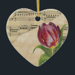 Vintage Victorian Music Romance Tulips Ceramic Tree Decoration<br><div class="desc">Great for weddings,  Mother's Day,  and birthdays.</div>