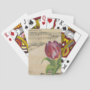 Vintage Victorian Music Romance Tulips Playing Cards