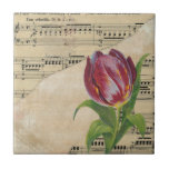 Vintage Victorian Music Romance Tulips Tile<br><div class="desc">Great for weddings, Mother's Day, and birthdays.</div>