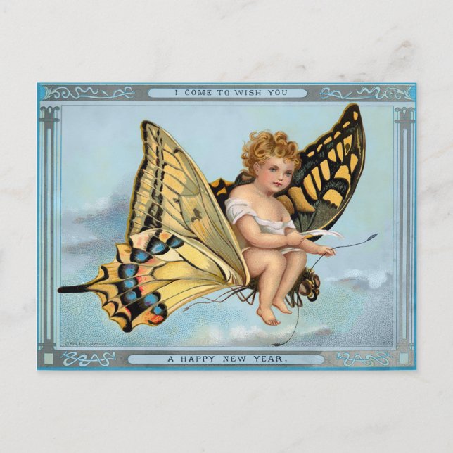 Vintage Victorian New Years Postcard (Front)