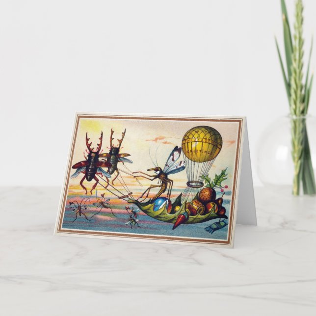 Vintage Victorian Odd Bugs Holiday Card (Front)