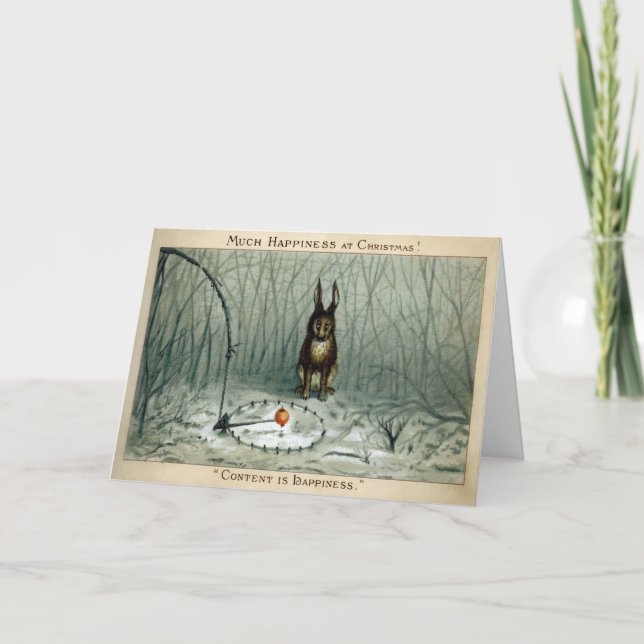 Vintage Victorian Odd Bunny Christmas Card (Front)