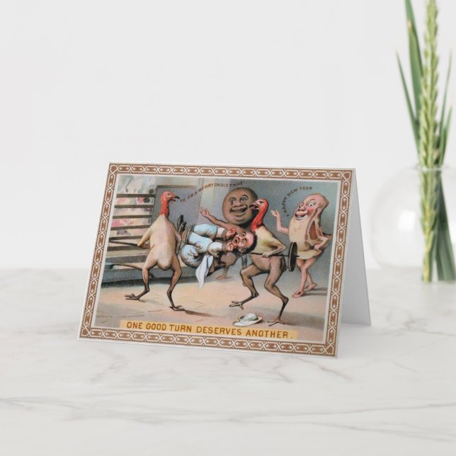 Vintage Victorian Odd Food Holiday Card (Front)