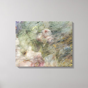 Vintage Victorian Oil Canvas Pink Purple Floral