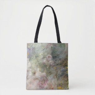 Vintage Victorian Oil Canvas Pink Purple Floral Tote Bag