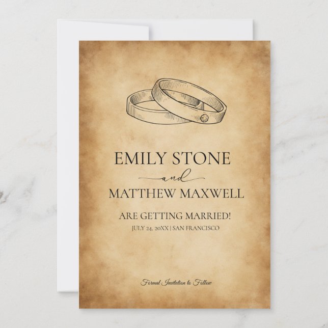 Vintage Victorian Old Parchment Wedding RSVP Invitation (Back)