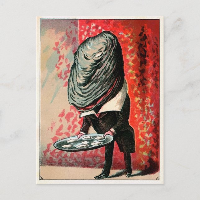 Vintage Victorian Oyster Serving Oysters Postcard (Front)