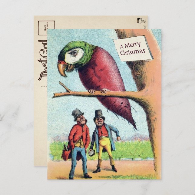 Vintage Victorian Parrot Beet Christmas Postcard (Front/Back)