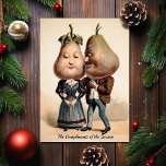 Vintage Victorian Pear Head Couple Christmas Card<br><div class="desc">Vintage pear head couple Christmas card.  Custom restored,  high quality vintage image. Typical odd Victorian humour.</div>