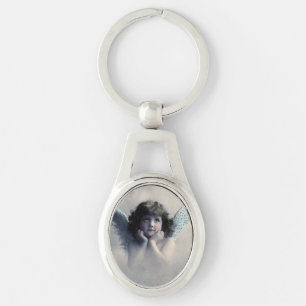 Vintage Victorian Photo Angel Key Ring