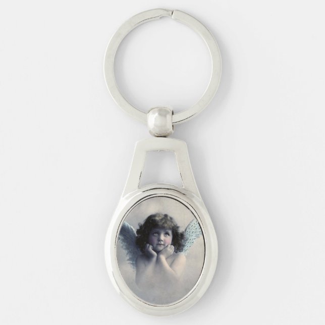Vintage Victorian Photo Angel Key Ring (Front)