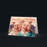 Vintage Victorian Pigs Christmas Card<br><div class="desc">Vintage Victorian Pigs Christmas card.</div>