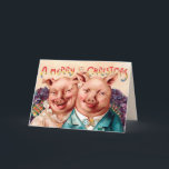 Vintage Victorian Pigs Christmas Card<br><div class="desc">Vintage Victorian Pigs Christmas card.</div>