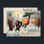 Vintage Victorian Pinecones Christmas  Postcard<br><div class="desc">Vintage Victorian anthropomorphic pinecones Christmas postcard. High quality,  restored vintage image.</div>